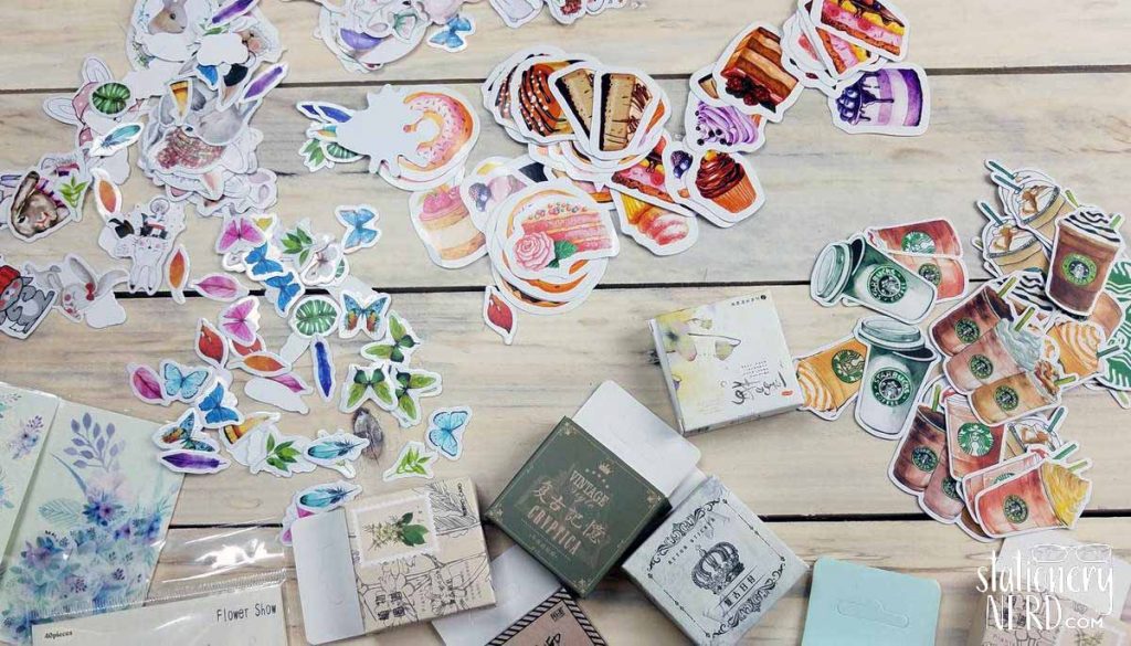 stickers scattered on table