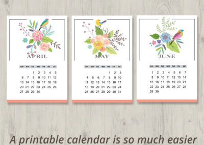2025 Monthly Calendar Printable with floral and bird motif