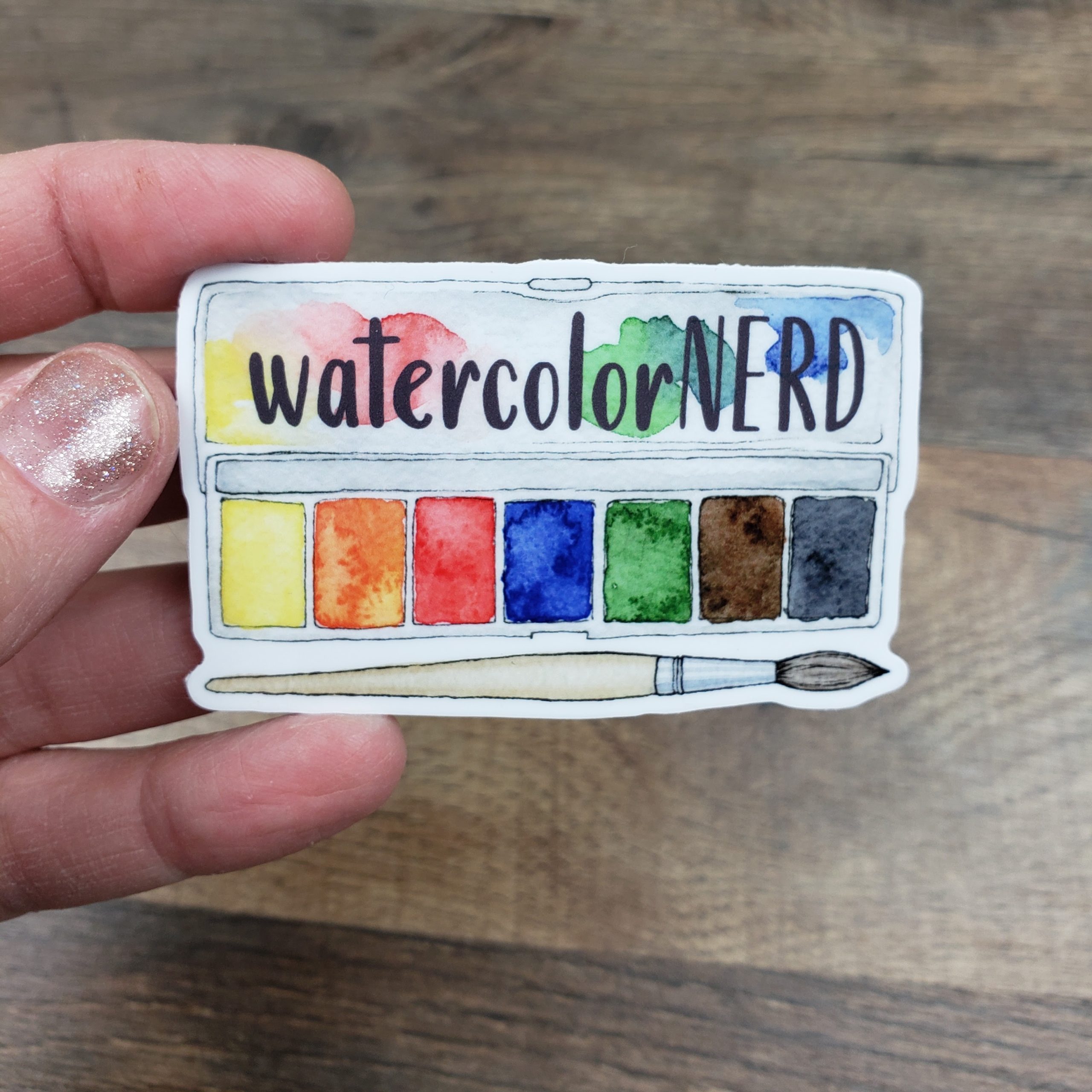 Watercolor Nerd Sticker